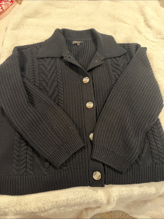 Quince Sweaters - Quince Black Cable-Knit Button-Front Cardigan